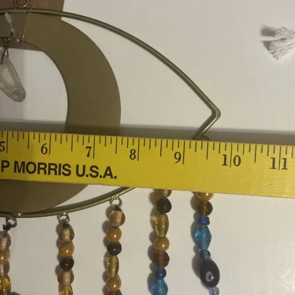 Earthbound Metal Eye Wall‎ Hanger W Evil Eye Beads And Crystal Quartz